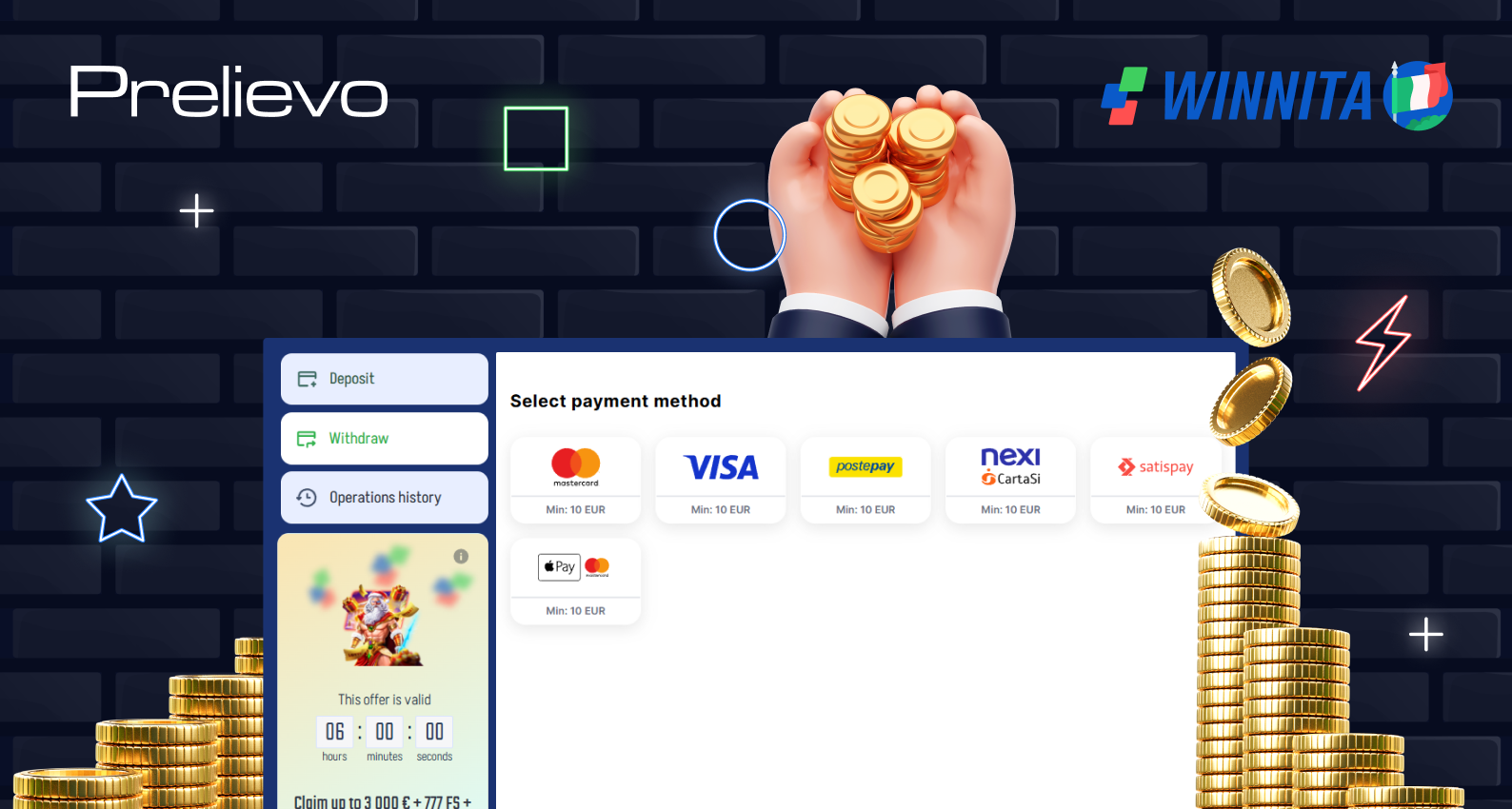 Preleva facilmente le tue vincite su Winnita Italia